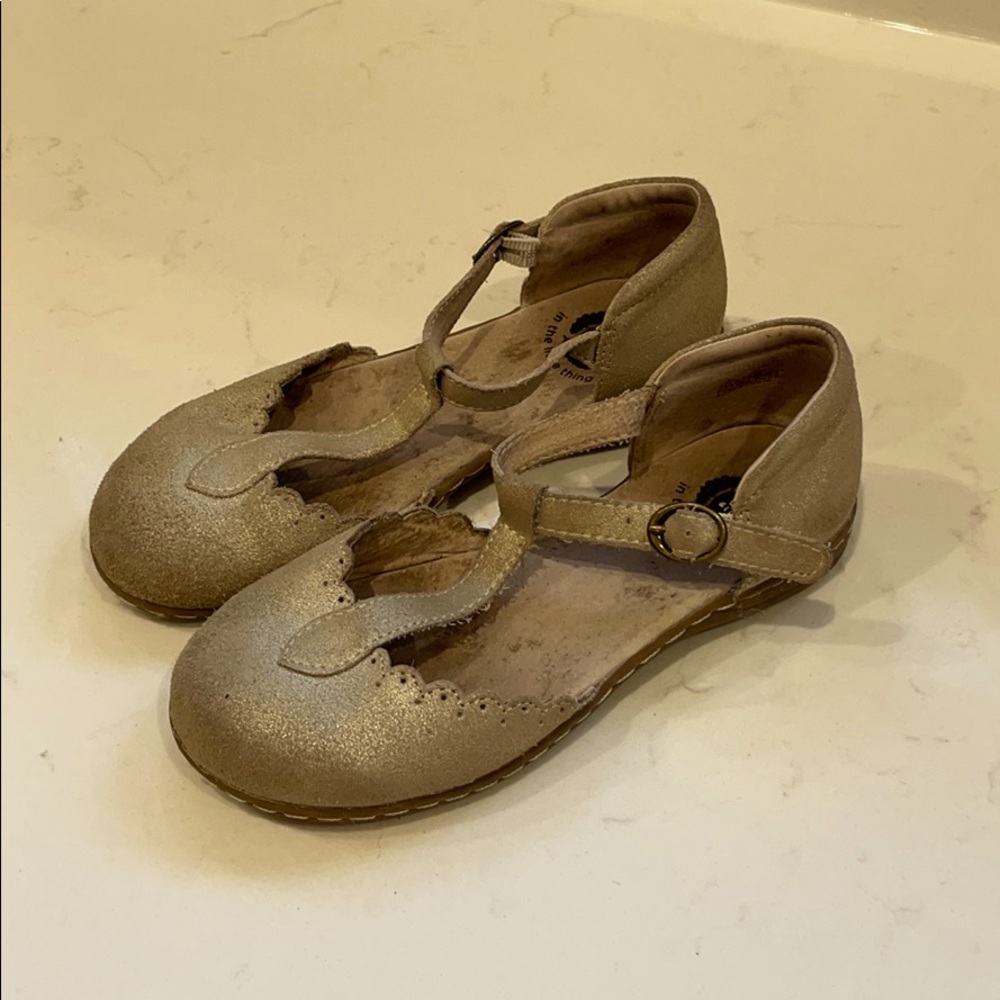 Livie and Luca T-Strap Gold Shoes.  Size 11.